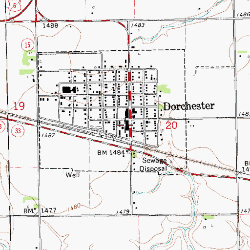 Topographic Map of Dorchester Public Library, NE