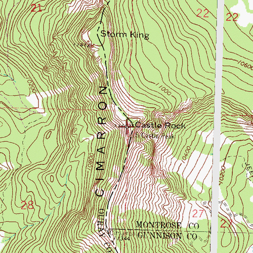 Topographic Map of Castle Rock, CO