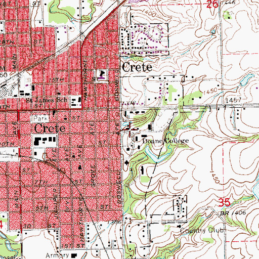 Topographic Map of Whitin Art Building, NE