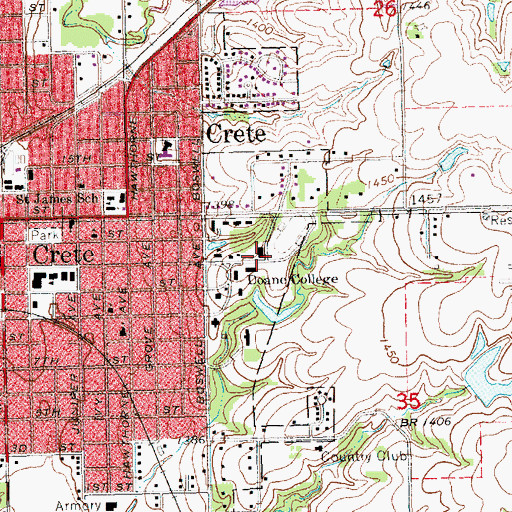 Topographic Map of Butler Gymnasium and Pool, NE