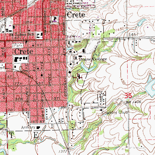 Topographic Map of Frees Hall, NE