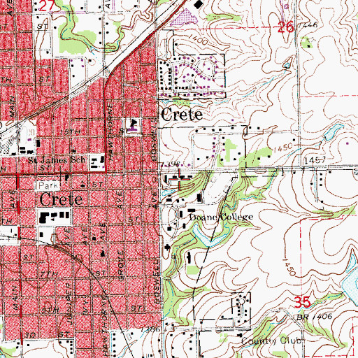 Topographic Map of Burrage Hall, NE