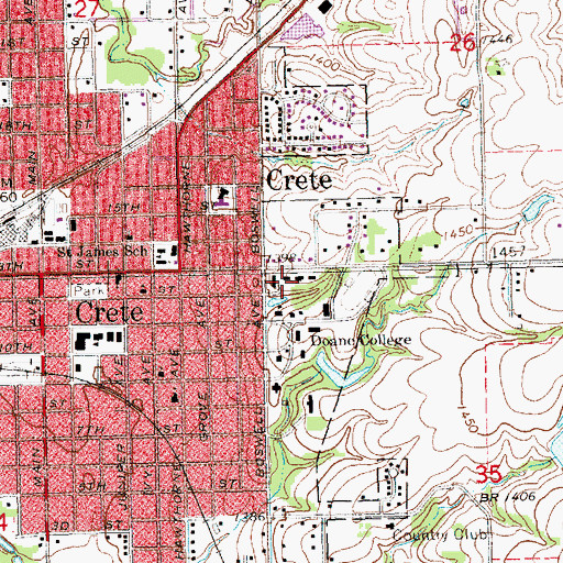 Topographic Map of Colonial Hall, NE