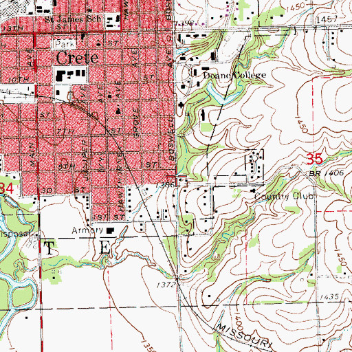 Topographic Map of Fairchild and Faculty Apartments, NE
