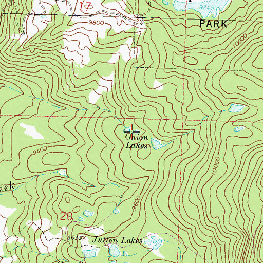 Topographic Map of Onion Lakes, CO