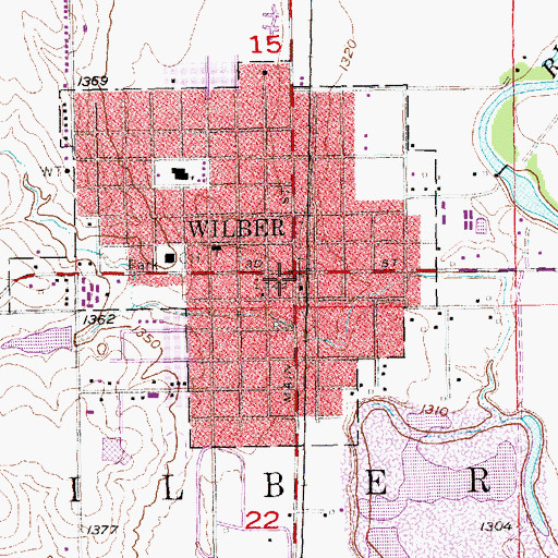 Topographic Map of Wilber Police Department, NE