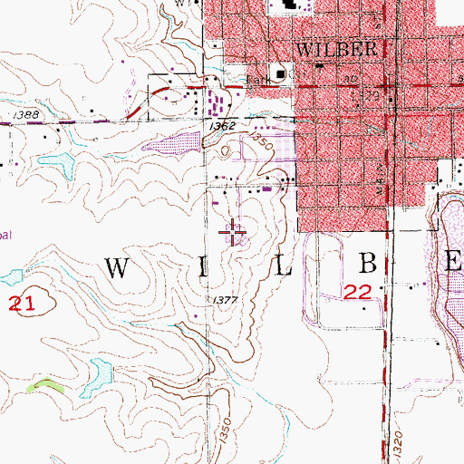 Topographic Map of Wilber-Clatonia High School, NE