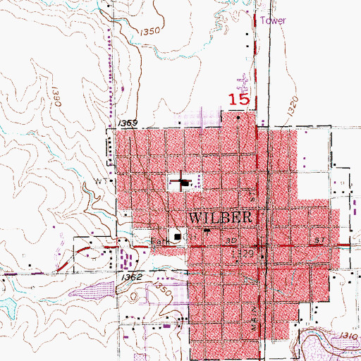 Topographic Map of Wilber Elementary School, NE