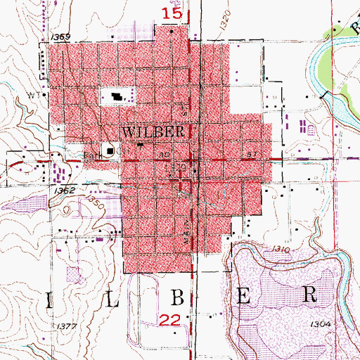 Topographic Map of Wilber Volunteer Fire Department, NE