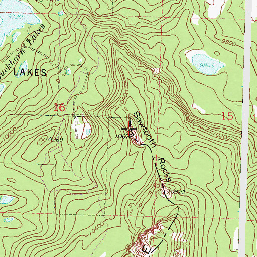Topographic Map of Sawtooth Rocks, CO