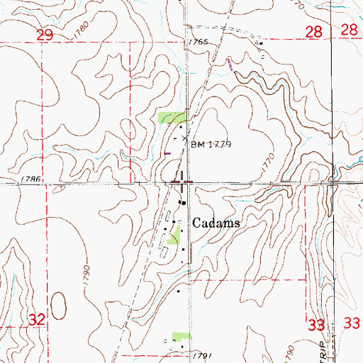 Topographic Map of Cadams (historical), NE