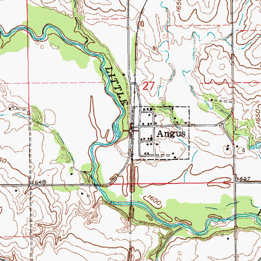Topographic Map of Angus (historical), NE