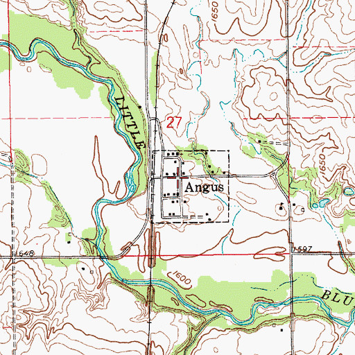 Topographic Map of Angus Post Office (historical), NE