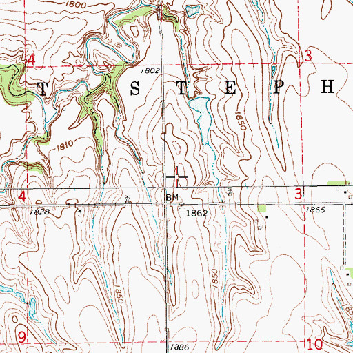 Topographic Map of Township of Saint Stephens, NE