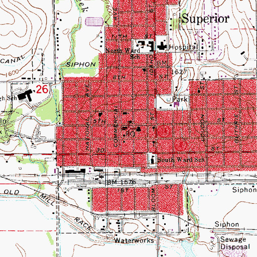 Topographic Map of Superior Public Library, NE