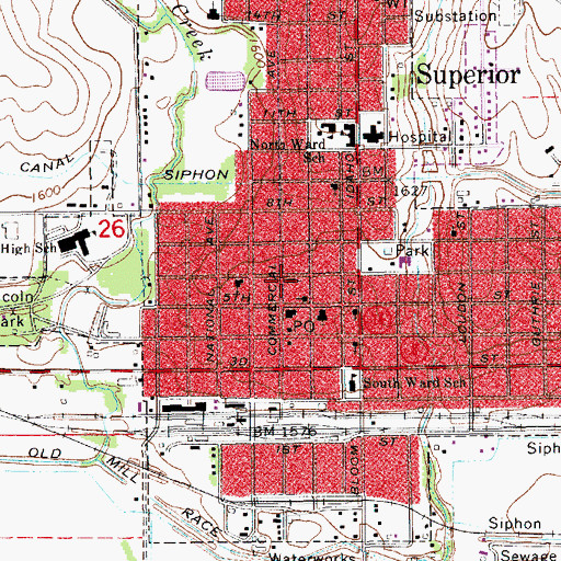 Topographic Map of First Baptist Church, NE
