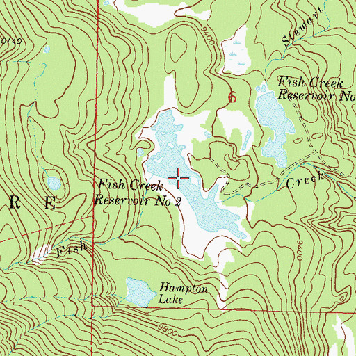 Topographic Map of Fish Creek Reservoir Number 2, CO