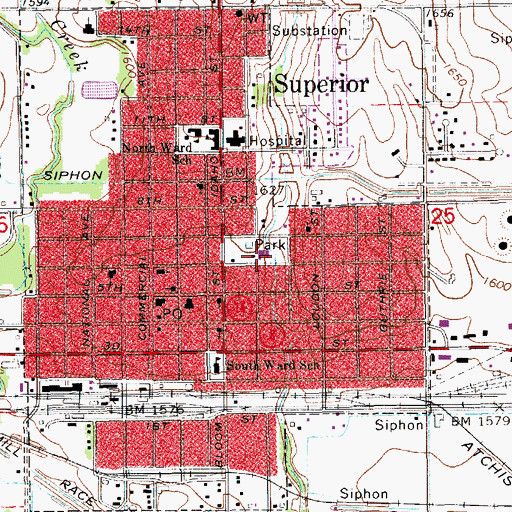 Topographic Map of Superior City Park, NE