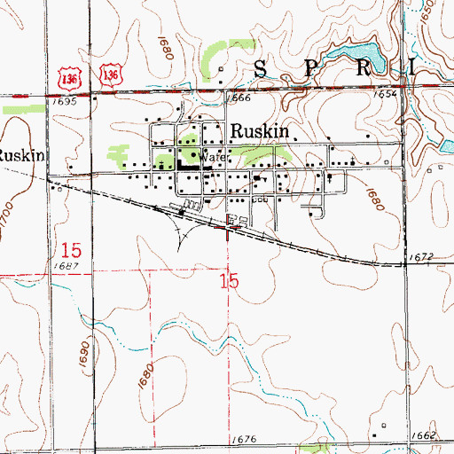 Topographic Map of Ruskin (historical), NE