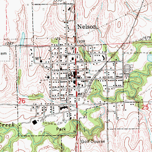 Topographic Map of Nelson Post Office, NE