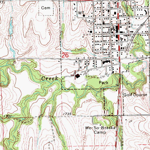 Topographic Map of Lawrence-Nelson Junior-Senior High School, NE