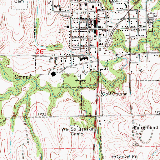 Topographic Map of Harbine Park Campground, NE