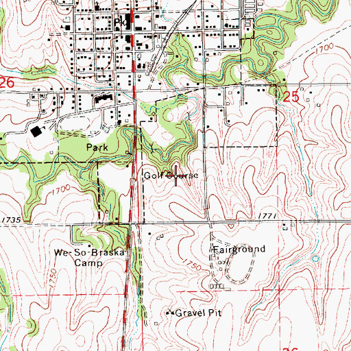 Topographic Map of Elk Creek Country Club, NE