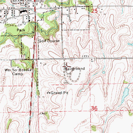 Topographic Map of Nuckolls County Fairgrounds, NE