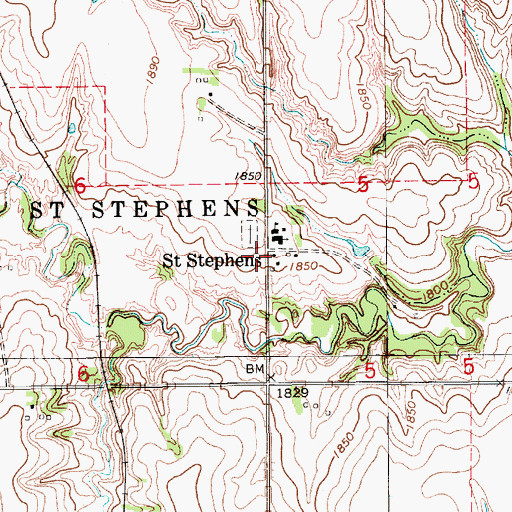 Topographic Map of Saint Stephens Post Office (historical), NE