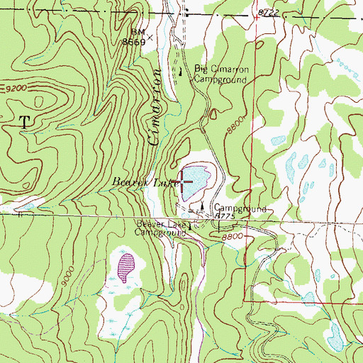 Topographic Map of Beaver Lake, CO