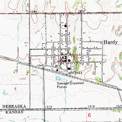 Topographic Map of Hardy Volunteer Fire Department, NE