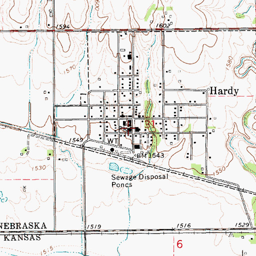 Topographic Map of Hardy Post Office, NE