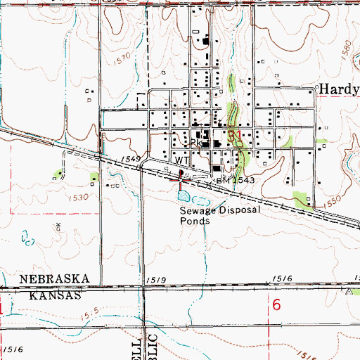 Topographic Map of Hardy, NE