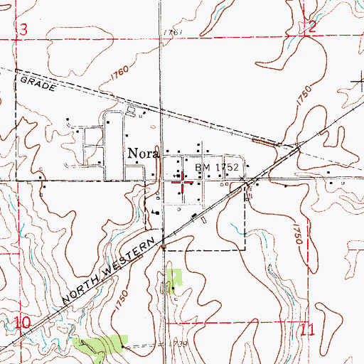 Topographic Map of Farmers Union Cooperative Association Elevator, NE