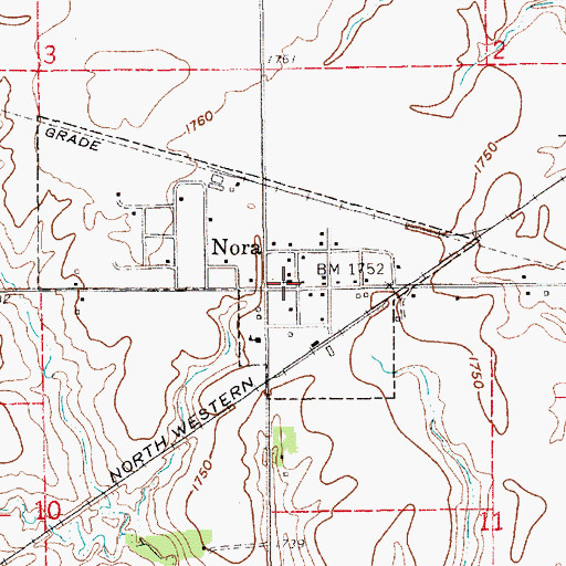 Topographic Map of Nora United Methodist Church, NE