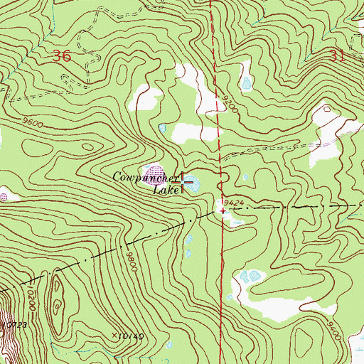 Topographic Map of Cowpuncher Lake, CO