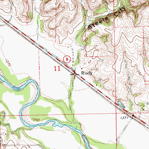 Topographic Map of Rudy, NE