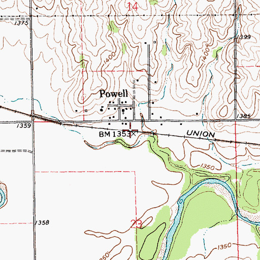 Topographic Map of Powell, NE