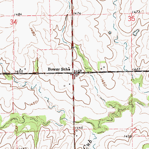 Topographic Map of Bower (historical), NE