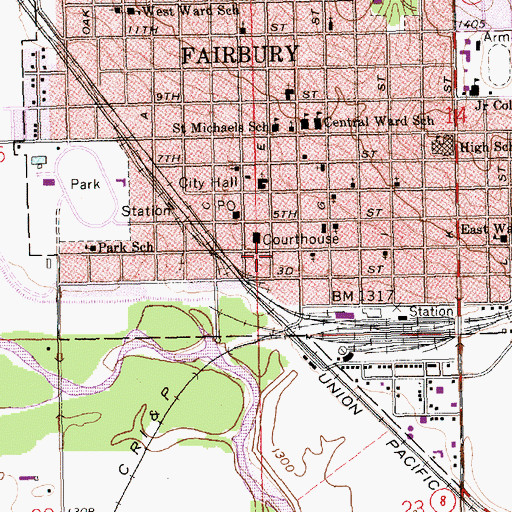 Topographic Map of Fairbury Dental Associates Center, NE