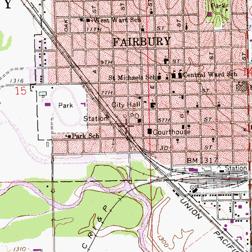 Topographic Map of Farmers Co-operative Elevator, NE