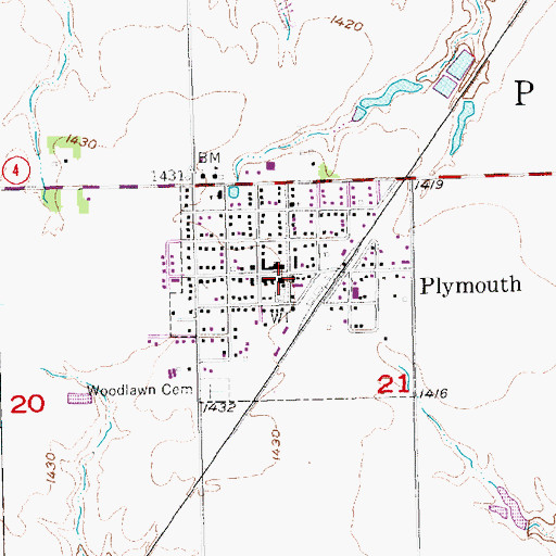 Topographic Map of Plymouth Post Office, NE