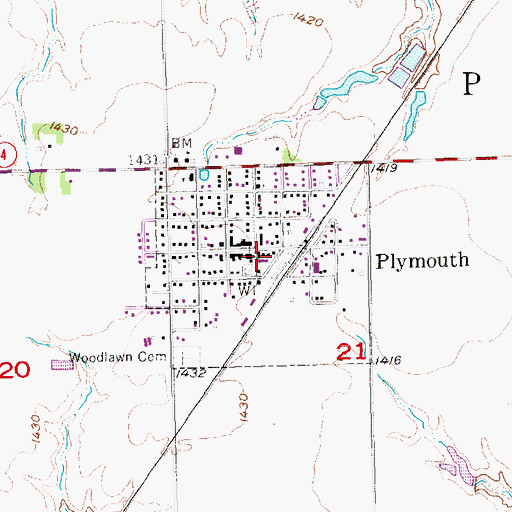 Topographic Map of Plymouth Volunteer Fire and Rescue, NE