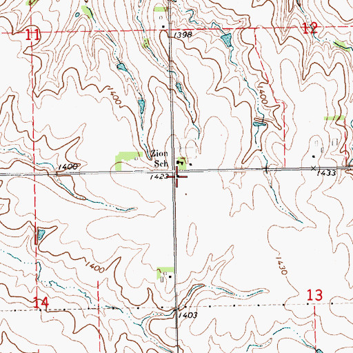 Topographic Map of Zion Lutheran Church, NE