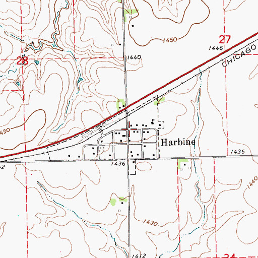 Topographic Map of Harbine Post Office (historical), NE