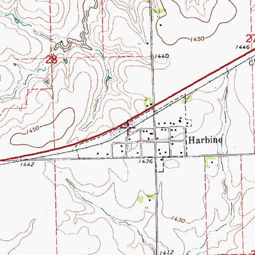 Topographic Map of Harbine (historical), NE
