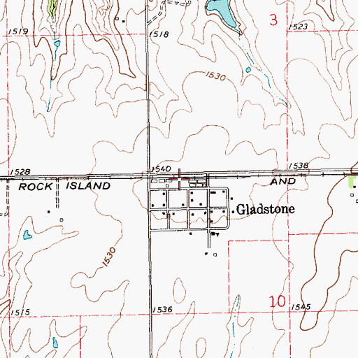 Topographic Map of Gladstone (historical), NE
