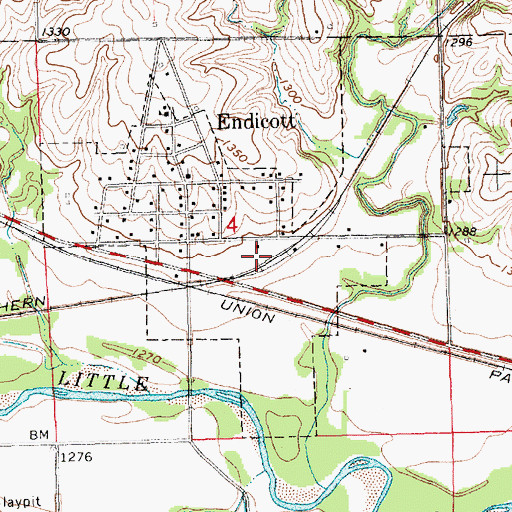 Topographic Map of Endicott, NE