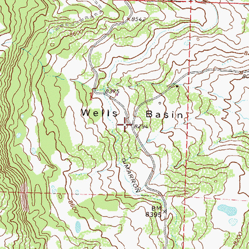 Topographic Map of Wells Basin, CO