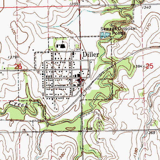 Topographic Map of Diller Post Office, NE